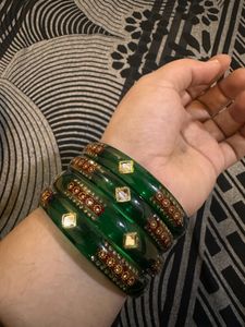 Green & Gold Bangle Set