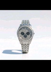 Iced Out Silver Watch