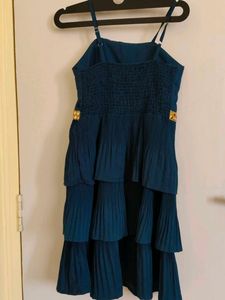 Teal Tiered Dress with Gold Detail