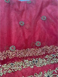 Party Wear Red Shade Net Saree