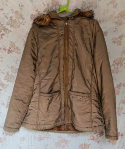 Brown Fur Hooded Coat