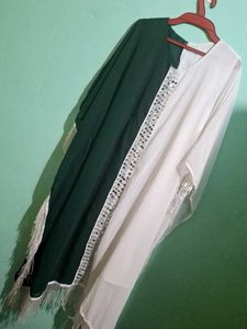 Emerald & White Fringe Kaftan