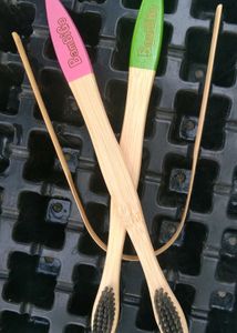 Bamboo Toothbrushes (2) , Tounge cleaner (1)