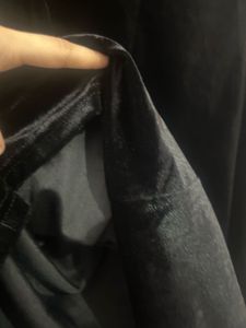 black puff sleeve velvet dress