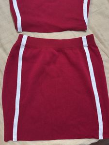 Ribbed Coord Red Set