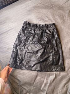 Black Faux Leather Mini Skirt