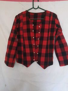 Red And Black Striped Overcoat