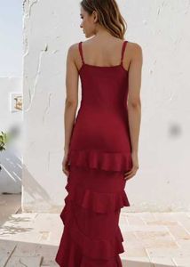 Spaghetti Strap Slower Applique High-Low Dress