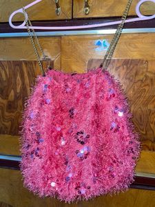 Pink Sequin Fringe Top XL