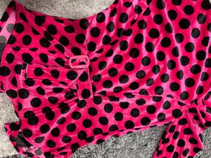 Pink &amp; Black Polka Dot Velvet blazer