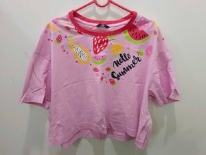 Pink "Hello Summer" Fruit Print Tee