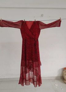 Red Leopard Print Maxi Dress