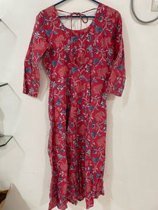 Red Floral Print Kurta