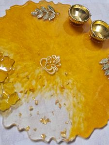 Golden Resin Pooja Thali Customisation Available
