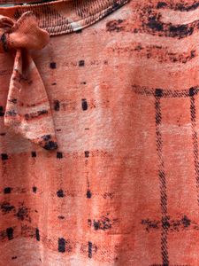 Retro Orange Tie Neck Top
