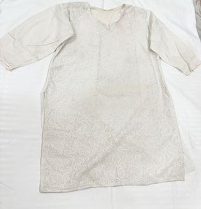 White Thread Work Kurta with Black Salwar