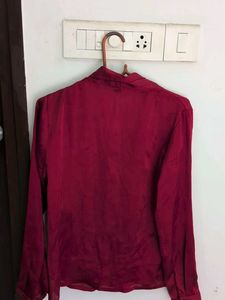 Maroon Satin Style Top