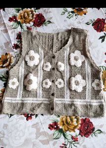 Vintage Crochet Flower Vest
