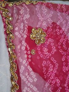 Pink Bandhej saree new