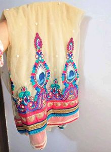 Readymade Peacock Net Embroidered saree