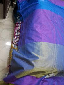 Brand New Colourful Green&amp;Blue Cotton Silk Saree