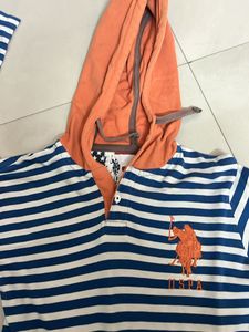 Us Polo Blue And White Hoodie For Men