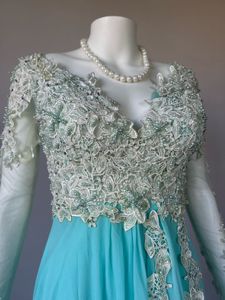Heavy beaded blue flowy gown