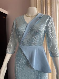 Blue Fully Sequined Luxe Gown