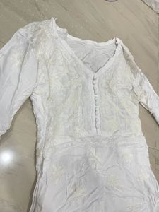 White Chikankari Long Kurta