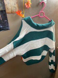 Striped Knit Cropped Sweater