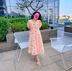 Peach Star Print Dress