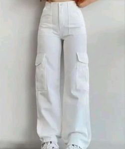 white cargo denim