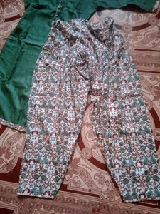 Green Printed Kurta Set