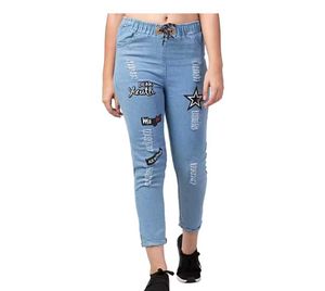 Embroidered Denim Joggers - Two Colors!
