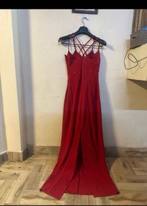 Red Embellished Maxi Dress