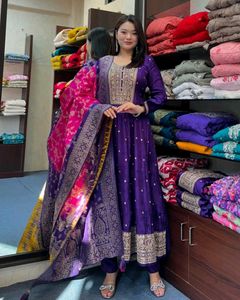 Elegant Purple Anarkali Kurta Set