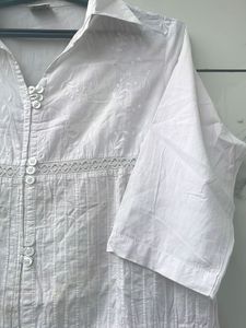 White Embroidered Shirt Dress