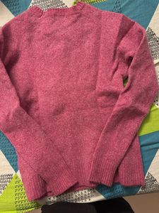 Pink Crew Neck Pullover Sweater