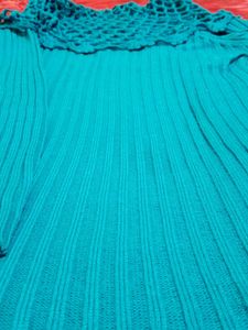 Crochet Neck Long Sleeve Top