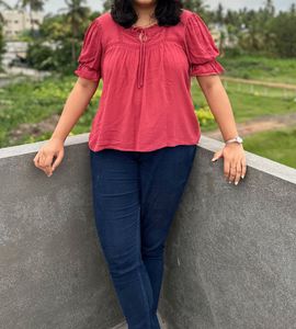 Pink Tie-Neck Top | Clearance sale price drop