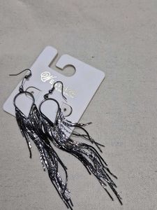 Graphite Black Tassel VINTAGE EARRINGS
