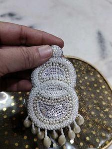 White Moti Hand Made Earrings