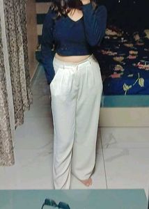 White Wide Leg Pant And Black Top