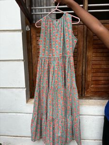 Janasya Women&#39;s Mint Green Floral Print Dress