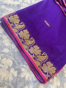 Purple &amp; Pink Banarsi Cotton Silk Saree