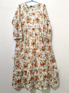 New White Floral Print Kurti And Dupatta 👗🍊
