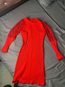 Chic winter red Midi Dress