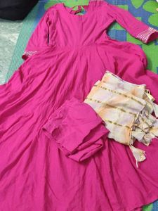 Pink Salwar Suit with Dupatta Flare 5 Meter