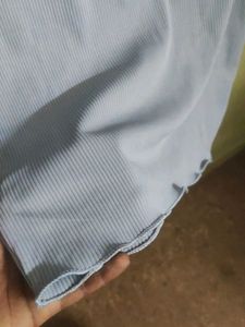 Cute Light Blue Ribbed Top