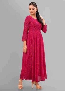 pink bandhini floral kurta dress🩷